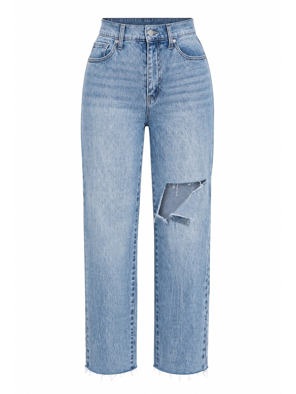 Fashion Nova Jeans Light Blue Size 11 Distressed Straight Leg NWT
